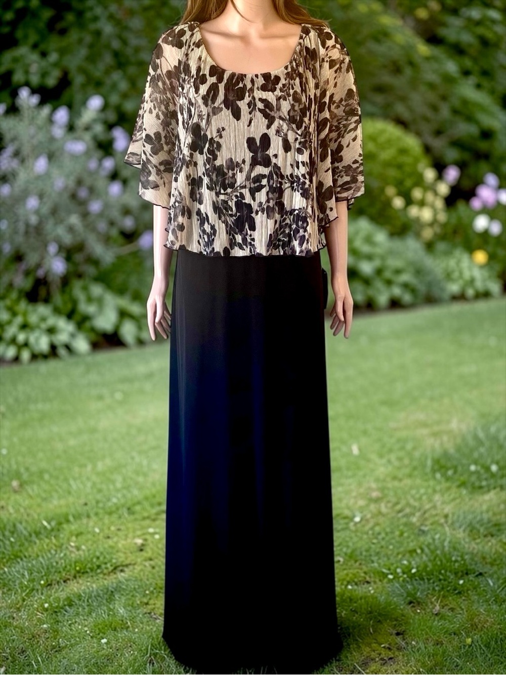 Connected Apparel Metallic Overlay Maxi Dress NWT Size 16 Formal Resort MOB